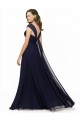 Discount Chiffon Bridesmaid Dress with Rouched Draped Bodice and Watteau Back