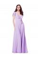 Discount Flutter Sleeves V-Neck Chiffon Bridesmaid Dress