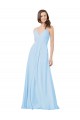 Discount Long V-Neck Chiffon Bridesmaid Dress with Keyhole Back