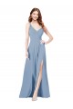 Discount Surplice Bodice A-Line Long Chiffon Bridesmaid Dress
