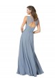 Discount Surplice Bodice A-Line Long Chiffon Bridesmaid Dress