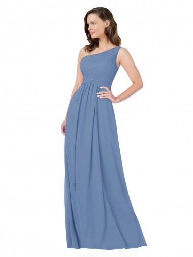 Discount Pleated One Shoulder Chiffon Bridesmaid Dress