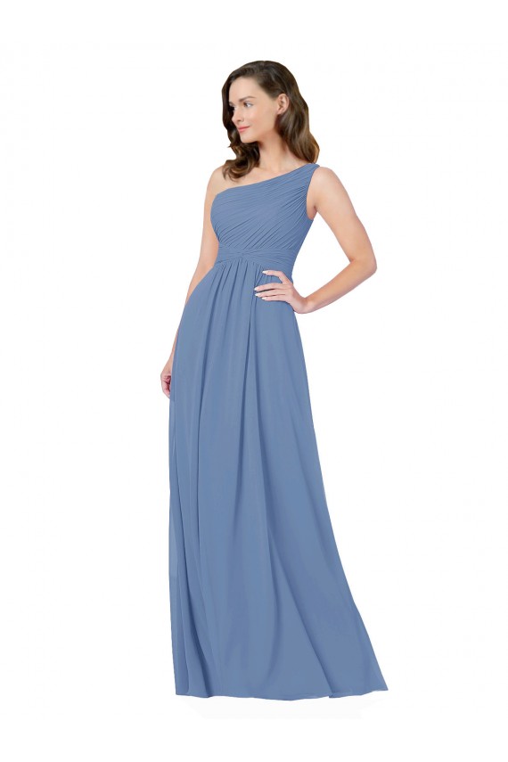 Discount Pleated One Shoulder Chiffon Bridesmaid Dress