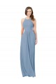 Discount Chiffon Bridesmaid Dress with High Halter Neckline