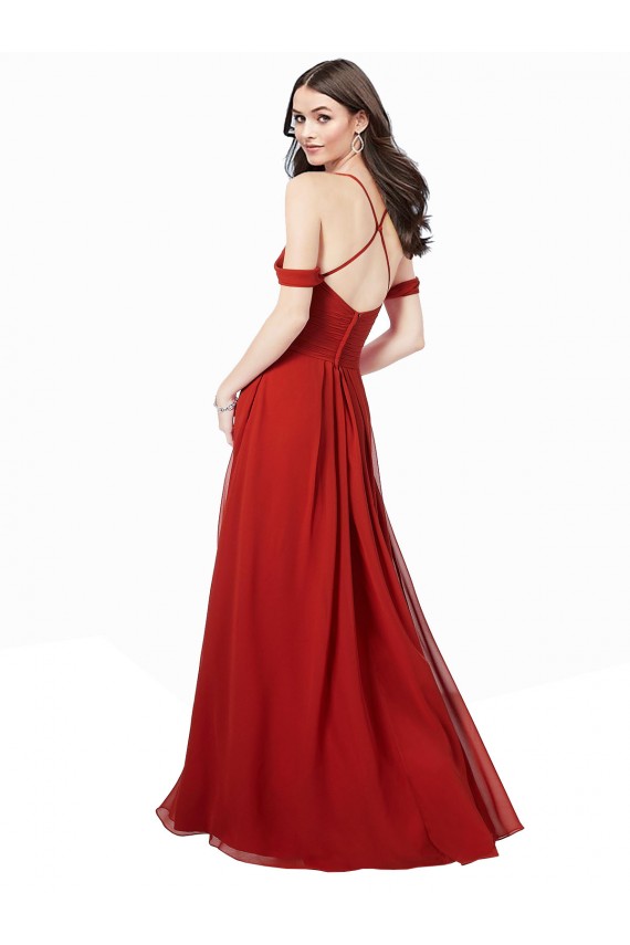 Discount Cold Shoulder Chiffon Bridesmaid Dress