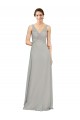 Discount V-Neck Chiffon Bridesmaid Dress with Illusion Gathered Bodice