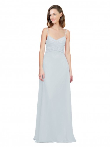 Discount Slim A-Line Chiffon Bridesmaid Dress with Spaghetti Strap Gathered Bodice