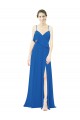 Discount Spaghetti Strap Chiffon Bridesmaids Dress with Asymmetrical Ruffle and Front Slit