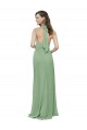 Discount High Collar Halter Neck Chiffon Bridesmaid Dress with Long Back Tie