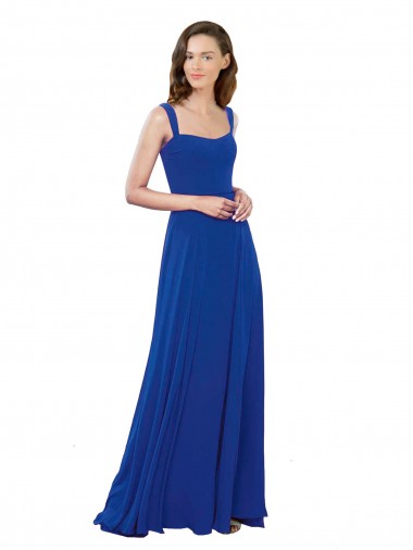 Discount Square Neck A-Line Long Floor Length Chiffon Bridesmaid Dress