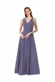 Discount V-Neck Long Draped A-Line Chiffon Bridesmaid Dress