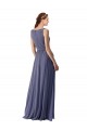 Discount V-Neck Long Draped A-Line Chiffon Bridesmaid Dress