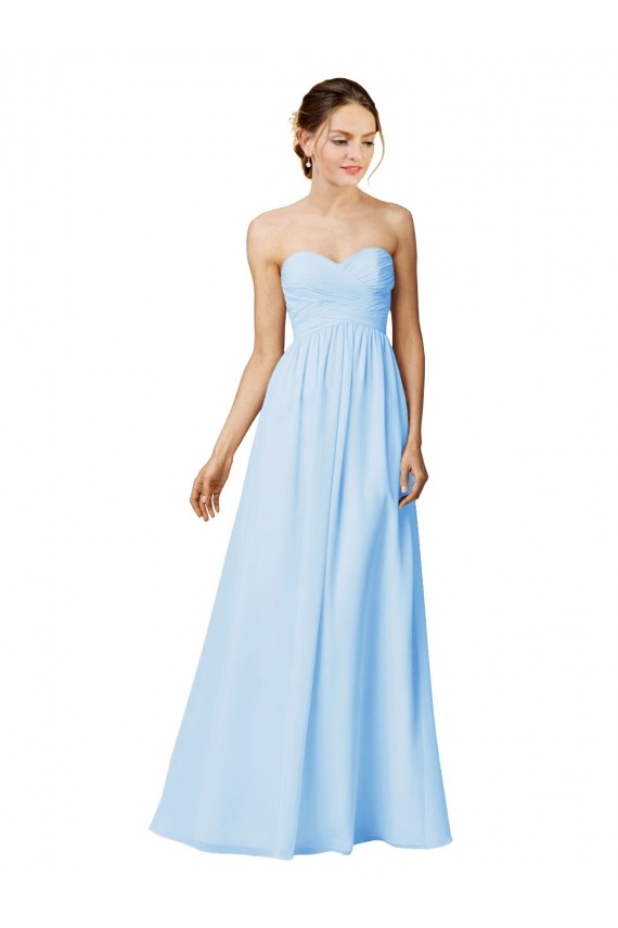 Discount Strapless Chiffon Bridesmaid Dress with Criss Cross Shirred Bodice