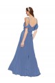 Discount Mock-Wrap Off the Shoulder Long Chiffon Bridesmaid Dress with Side Slit
