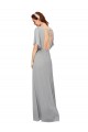 Discount V-Neck Long Chiffon Bridesmaid Dress with Dolman Sleeved Bodice and Slit