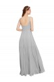 Discount Squre Necked Long Chiffon Bridesmaid Dress with Front Slit