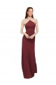 Discount High Halter Neck Long Chiffon Bridesmaid Dress with Low Scoop Back