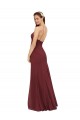 Discount High Halter Neck Long Chiffon Bridesmaid Dress with Low Scoop Back