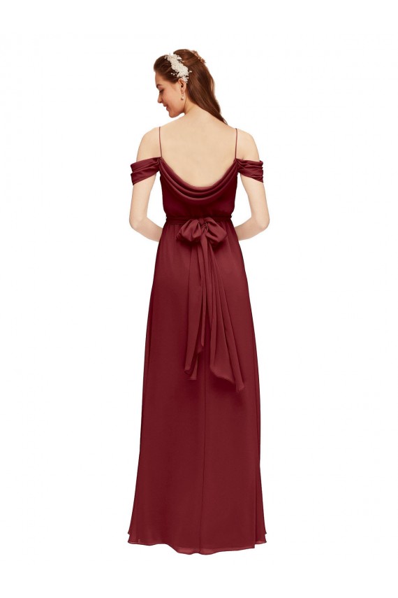 Discount Grecian Inspired Draped Off the Shoulder Long Chiffon Bridesmaid Dress
