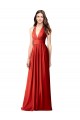 Discount Halter V-Neck A-Line Chiffon Bridesmaid Dress with Shirred Skirt