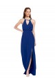 Discount High Keyhole Neck Long Chiffon Bridesmaid Dress with Slit