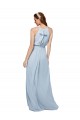 Discount High Keyhole Neck Long Chiffon Bridesmaid Dress with Slit