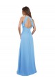 Discount Chiffon A-Line Bridesmaid Dress with Halter Neck and Ruffled Back Straps