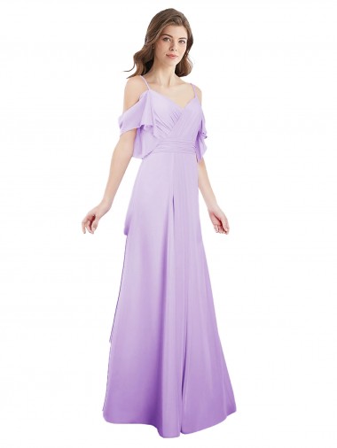 Discount Chiffon Bridesmaid Dress with Draped Sweetheart Bodice and Off The Shoulder Flounces