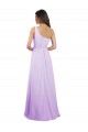 Discount Draped One Shoulder A-Line Long Chiffon Bridesmaid Dress