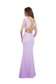 Discount Chiffon Column Bridesmaid Dress with High Round Neckline and Cap Sleeves