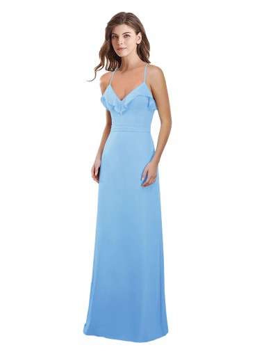 Discount Slim Chiffon Bridesmaid Dress with Ruffled Sweetheart Neckline