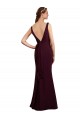 Discount Floor Length Fluted Chiffon Dress with Draped Bodice and V-Neckline