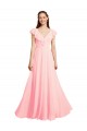 Discount Chiffon A-Line Dress with Full Circle Skirt and Gathered Waistband