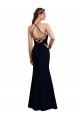 Discount Fluted Long Chiffon Bridesmaid Dress with Halter Neckline and Keyhole