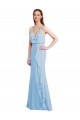 Discount Fluted Long Chiffon Bridesmaid Dress with Cascading Ruffles
