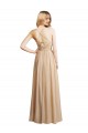 Discount Draped Long Chiffon A-Line Dress with Cascading Ruffles