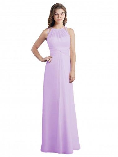 Discount Sweetheart Long Chiffon Bridesmaid Dress with Halter Straps