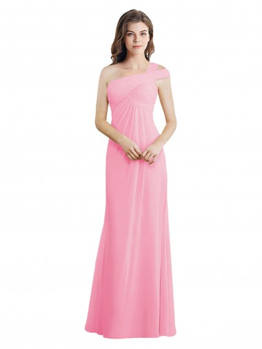 Discount Single Shoulder Chiffon Bridesmaid Dress with Draped Bodice