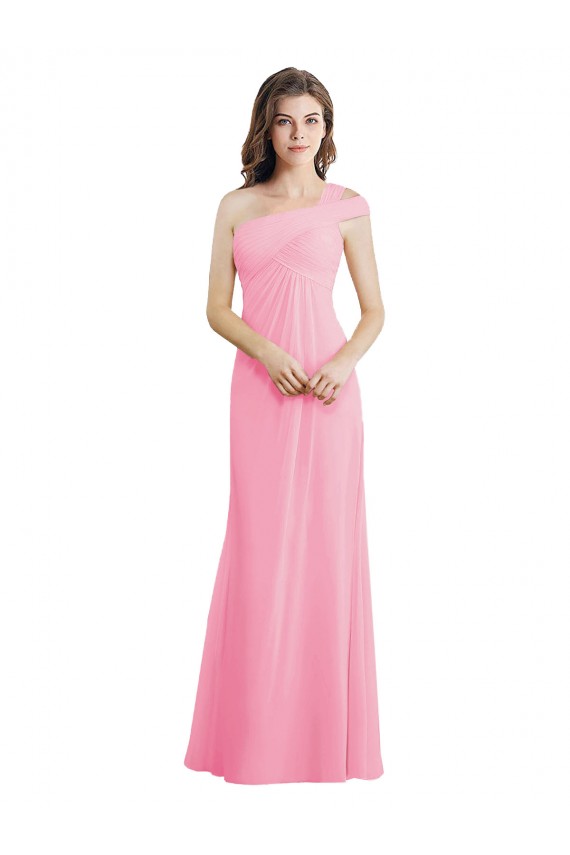 Discount Single Shoulder Chiffon Bridesmaid Dress with Draped Bodice