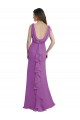 Discount V-Shaped Neckline Long Chiffon Bridesmaid Dress with Cascading Ruffles Back