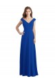 Discount Draped Shoulder V-Neck Long Chiffon Bridesmaid Dress