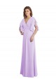 Discount A-Line Draped Chiffon Bridesmaid Dress with V-Neck and Split Sleeves