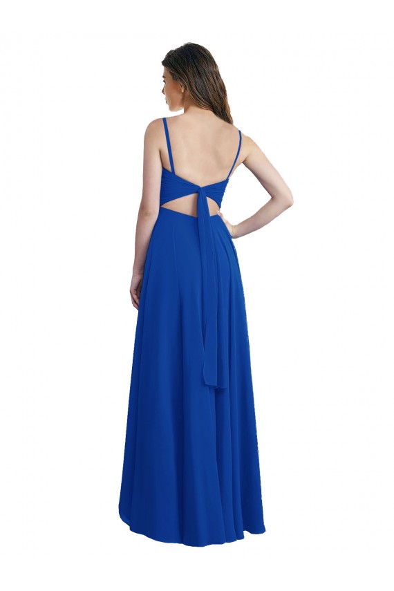 Discount Draped High Low Chiffon Bridesmaid Dress with Cross Over Bodice