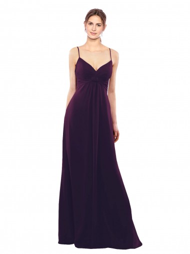 Discount Floor Length A-Line Chiffon Bridesmaid Dress with Criss Cross Back