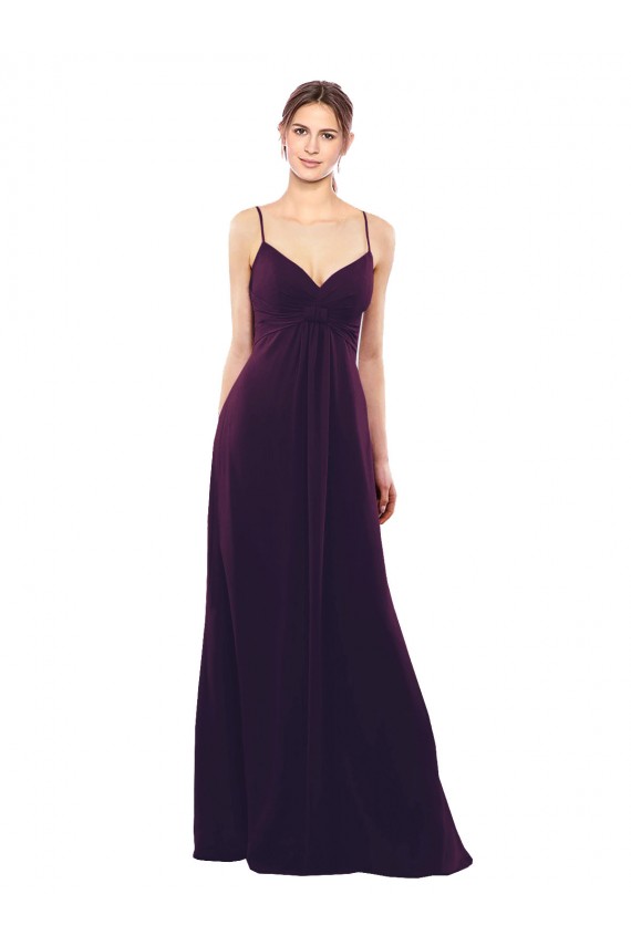 Discount Floor Length A-Line Chiffon Bridesmaid Dress with Criss Cross Back