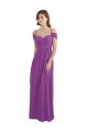Discount Cold Shoulder Long Chiffon Bridesmaid Dress with Ruching Details