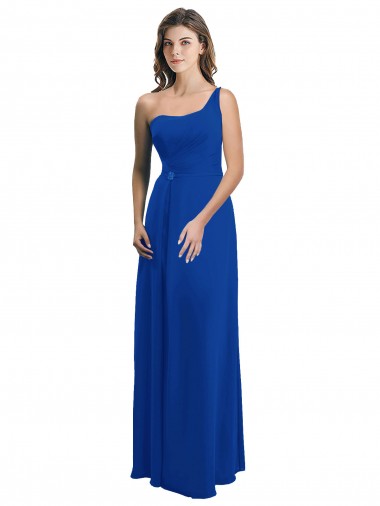 Discount One Shoulder A-Line Chiffon Bridesmaid Dress with Pleated Bodice