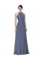 Discount Halter Neck Ruched Bodice Chiffon Bridesmaid Dress