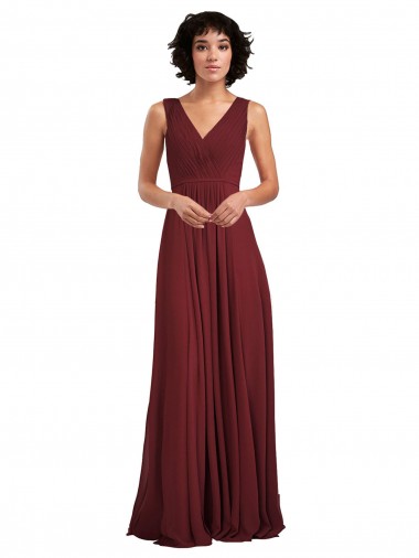 Discount Sleeveless V-Neck Pleated Chiffon Bridesmaid Dress