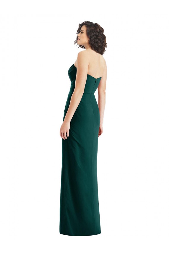 Discount Twist Front Draped Chiffon Bridesmaid Dress with Slit